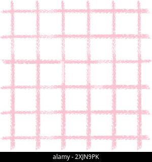 Vektor Hand gezeichnet niedliches kariertes Muster. Doodle Plaid geometrische, einfache Textur. Kreuzungslinien. Abstraktes, niedliches, zartes Muster, ideal für Stoff Stock Vektor