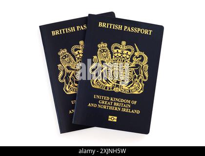 Britische Biometrische Blaue Pässe Stockfoto