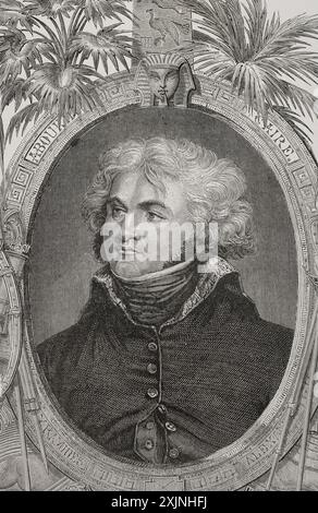 Jean-Baptiste Kléber (1753-1800). Französischer General, der an den Französischen Unabhängigkeitskriegen teilnahm. Hochformat. Gravur. "Geschichte der Französischen Revolution". Band I, 2. Teil, 1879. Stockfoto