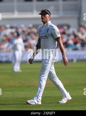 Trent Bridge, Nottingham, Großbritannien. Juli 2024. Zweiter Test, Day Two Cricket, England gegen Westindien; Captain Ben Stokes of England Credit: Action Plus Sports/Alamy Live News Stockfoto