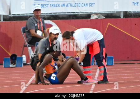 Banska Bystrica, Slowakei. Juli 2024. BANSKA BYSTRICA, SLOWAKEI - 19. JULI: Geschenk Achigwe aus den Niederlanden, der am 19. Juli 2024 in Banska Bystrica in der Slowakei an den 800-m-Heptathlon-Frauen teilnahm. (Foto: Nikola Krstic/BSR Agency) Credit: BSR Agency/Alamy Live News Stockfoto