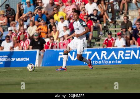 San Pedro Del Pinatar, Spanien. Juli 2024. Jobe Bellingham englischer Mittelfeldspieler von Sunderland A.F.C, während des Spiels, NOTTINGHAM FOREST FC gegen SUNDERLAND AFC, erstes Sommer-Freundschaftsspiel, Pinatar Arena Football Center, San Pedro del Pinatar, Region Murcia. Juli 2024. Quelle: Pascu Méndez/Alamy Live News Stockfoto