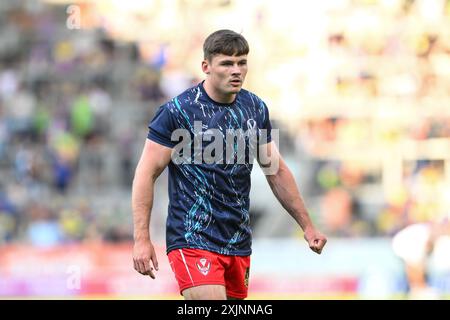 Jack Welsby von St. Helens während der Vorbereitungsphase vor dem 18. Spiel der Betfred Super League, St. Helens gegen Warrington Wolves im Totally Wicked Stadium, St. Helens, Großbritannien, 19. Juli 2024 (Foto: Craig Thomas/News Images) Stockfoto