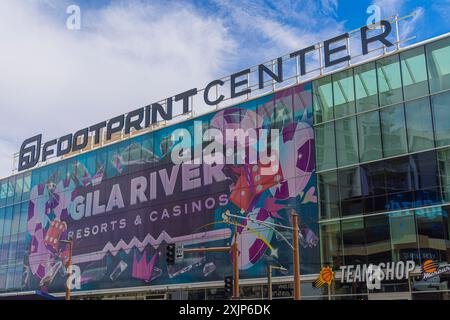 Footprint Center Arena in der Innenstadt von Phoenix, Arizona, USA, Sportstätte. Dort werden Spiele für die Phoenix Suns der National Basketball Association (NBA) und die Phoenix Mercury der Women's National Basketball Association (früher US Airways Center) veranstaltet. Metropolis City (Foto: Luis Gutierrez/Norte Photo) Footprint Center Arena en el Centro de Phoenix, Arizona Estados Unidos, recinto deportivo Alberga los partidos de Phoenix Suns de la National Basketball Association NBA y las Phoenix Mercury Gila River Casino Stockfoto