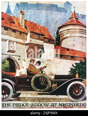 1911 Pierce-Arrow Car Ad, Kunst von Ludwig Hohlwein Stockfoto