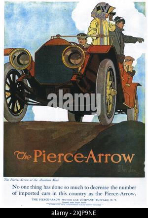 1911 Pierce Arrow Cars Ad - Art von John E. Sheridan Stockfoto