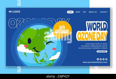 Ozon Day Social Media Landing Page Cartoon Hand Gezeichnete Vorlagen Hintergrund Illustration Stock Vektor