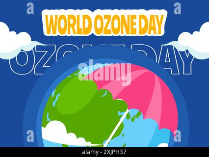 Ozon Day Social Media Hintergrund Flat Cartoon Hand Gezeichnete Vorlagen Illustration Stock Vektor