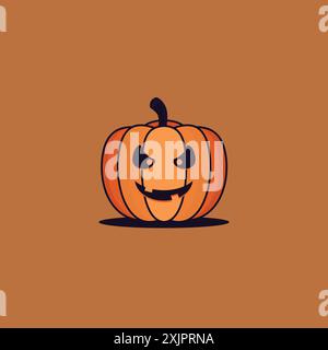 Halloween Kürbis Vektor Icon Illustration Design Vorlage. Halloween Kürbis mit einem Lächeln Stock Vektor