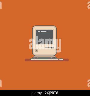 90er Jahre alter Computer Vektor Icon Art Design. Stock Vektor