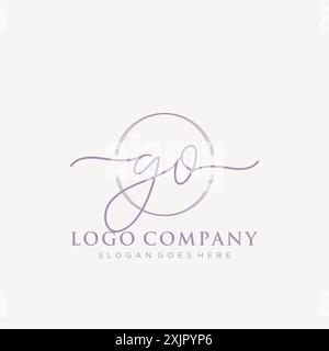 Erste Handschrift mit Pinselkreis-Logo Stock Vektor