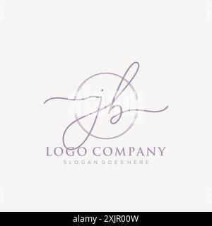JB erste Handschrift mit Pinselkreis-Logo Stock Vektor