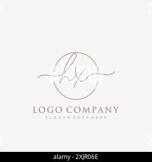 HX erste Handschrift mit Pinselkreis-Logo Stock Vektor