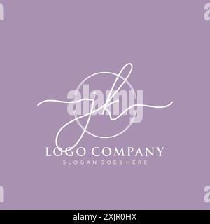 JK erste Handschrift mit Pinselkreis-Logo Stock Vektor