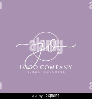 JO erste Handschrift mit Pinselkreis-Logo Stock Vektor