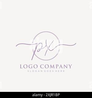 PX erste Handschrift mit Pinselkreis-Logo Stock Vektor