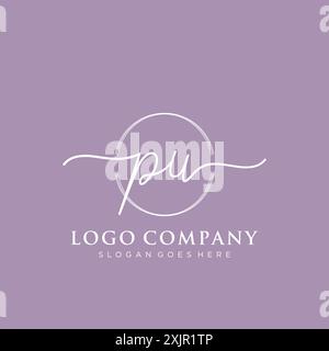 PU-Initialhandschrift mit Pinselkreis-Logo Stock Vektor