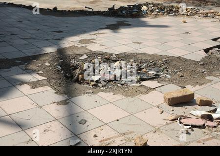 KIEW, UKRAINE - 19. JULI 2024 - nach dem russischen Raketenangriff am 8. Juli im Nationalen Kinderfachkrankenhaus Okhmatdyt, Kiew, Hauptstadt der Ukraine Stockfoto