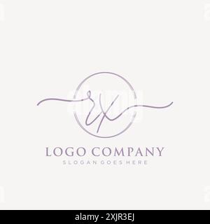 RX erste Handschrift mit Pinselkreis-Logo Stock Vektor