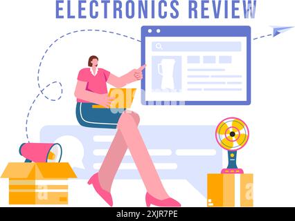 Elektronische Prüfung der Vektorillustration mit Kundenbewertungen zur Servicequalität oder Anwendung und Feedback in einem flachen Cartoon-Hintergrund Stock Vektor