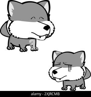 wolf Cartoon Kawaii Expressionspacksammlung im Vektorformat Stock Vektor