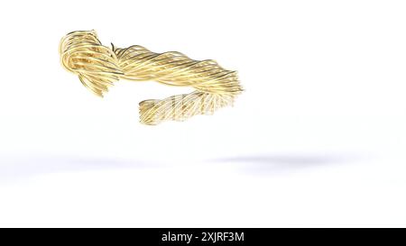 Goldener Metallknotenfaden auf weißem BG 3D-Rendering Stockfoto