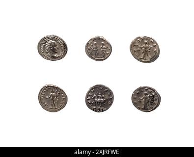 Alte römische Münzen, Kaiser Traian Decius (249-251 n. Chr.), Römisches Reich, Smyrna Stockfoto