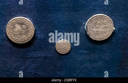 Osmanische Münzen, Abdulhamid oder Abdul Hamid II (1876 - 1909) Stockfoto