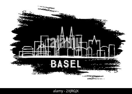 Basel Schweiz City Skyline Silhouette. Handgezeichnete Skizze. Business Travel and Tourism Konzept mit moderner Architektur. Vektorabbildung. Stock Vektor