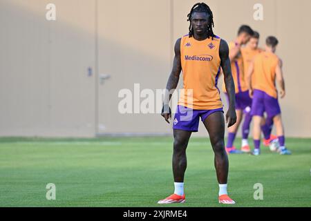 ACF Fiorentinas Stürmer Moise Kean während ACF Fiorentina gegen AC Reggiana, Freundschaftsfußballspiel in Florenz, Italien, 19. Juli 2024 Stockfoto