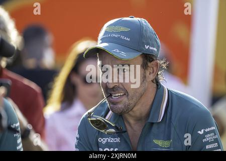 NÂ 14 Fernando Alonso ESP Aston Martin Aramco Formel-1-Team beim Formel-1-Grand-Prix 2024 von Ungarn – Fahrer und Paddock, Formel-1-Meisterschaft in Mogyorod, Ungarn, 20. Juli 2024 Stockfoto
