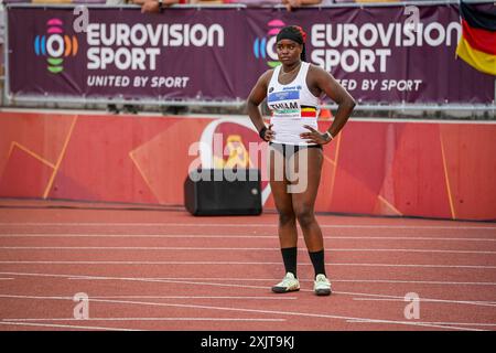 Banska Bystrica, Slowakei. Juli 2024. Der Belgier Nafy Thiam wurde am Freitag, den 19. Juli 2024, in Banska Bystrica, Slowakei, während des Kugelstoßen-Events bei den U18-Europameisterschaften im Leichtathletik-Sport im Einsatz gezeigt. Die U18-Europameisterschaften finden vom 18. Bis 21. Juli statt. BELGA FOTO COEN SCHILDERMAN Credit: Belga Nachrichtenagentur/Alamy Live News Stockfoto