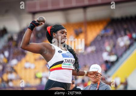 Banska Bystrica, Slowakei. Juli 2024. Der Belgier Nafy Thiam wurde am Freitag, den 19. Juli 2024, in Banska Bystrica, Slowakei, während des Kugelstoßen-Events bei den U18-Europameisterschaften im Leichtathletik-Sport im Einsatz gezeigt. Die U18-Europameisterschaften finden vom 18. Bis 21. Juli statt. BELGA FOTO COEN SCHILDERMAN Credit: Belga Nachrichtenagentur/Alamy Live News Stockfoto