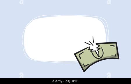 Symbol für gerissene Banknoten. Einfacher Vektorhintergrund für Aufkleber, Preisschild, Etikett. Business-, Finanz-, Vertriebs- und Aktienkonzept. Stock Vektor
