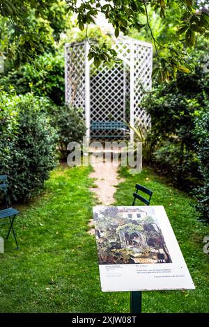 Renoir Garten des Musée de Montmartre (Montmartre Museum) in der Rue Cortot im 18. Arrondissement von Paris, Frankreich. Stockfoto