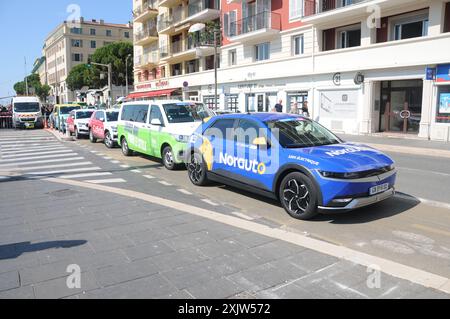 20. Juli, Nizza die Atmosphäre der historischen Ankunft der Tour de France in Nizza, Frankreich. Stockfoto