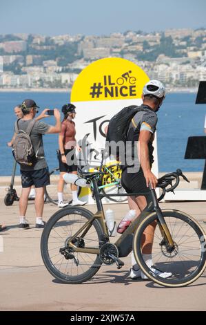 20. Juli, Nizza die Atmosphäre der historischen Ankunft der Tour de France in Nizza, Frankreich. Stockfoto