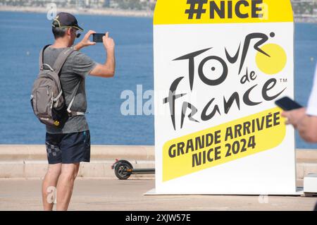 20. Juli, Nizza die Atmosphäre der historischen Ankunft der Tour de France in Nizza, Frankreich. Stockfoto