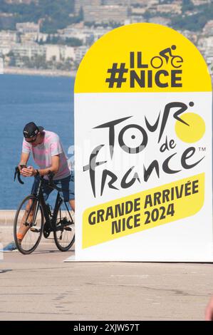 20. Juli, Nizza die Atmosphäre der historischen Ankunft der Tour de France in Nizza, Frankreich. Stockfoto