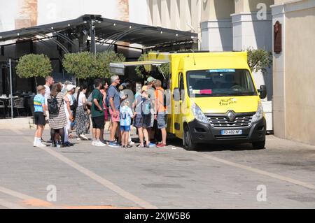 20. Juli, Nizza die Atmosphäre der historischen Ankunft der Tour de France in Nizza, Frankreich. Stockfoto