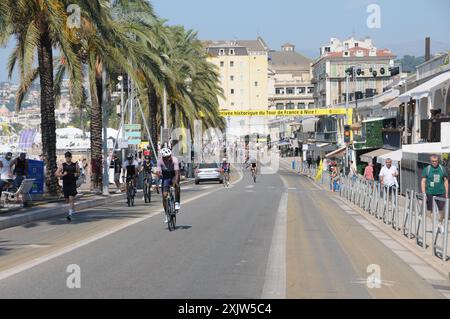 20. Juli, Nizza die Atmosphäre der historischen Ankunft der Tour de France in Nizza, Frankreich. Stockfoto