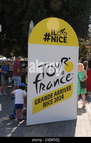 20. Juli, Nizza die Atmosphäre der historischen Ankunft der Tour de France in Nizza, Frankreich. Stockfoto