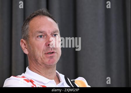 Hasselt, Belgien. Juli 2024. Der belgische BMX-Radtrainer Chris Jacobs wurde im Rahmen einer Pressekonferenz beim Medientag im Team Belgium Base Camp for Track Cycling und BMX am Samstag, den 20. Juli 2024 in Hasselt zur Vorbereitung der bevorstehenden Olympischen Spiele 2024 in Paris vorgestellt. BELGA FOTO JOHN THYS Credit: Belga News Agency/Alamy Live News Stockfoto