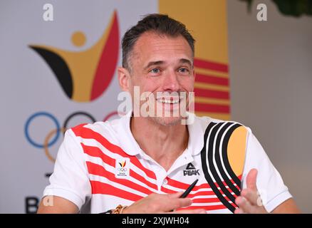 Hasselt, Belgien. Juli 2024. BOIC - COIB CEO Cedric Van Branteghem, fotografiert während einer Pressekonferenz beim MEDIA Day im Team Belgium Base Camp for Track Cycling und BMX am Samstag, den 20. Juli 2024 in Hasselt, zur Vorbereitung der bevorstehenden Olympischen Spiele 2024 in Paris. BELGA FOTO JOHN THYS Credit: Belga News Agency/Alamy Live News Stockfoto