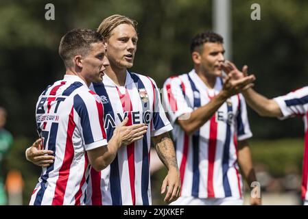 LOON OP ZAND - 20-07-2024. Sportpark De Klokkenberg. Eredivisie voetbal. Saison 2024-2025. Vorsaison, Willem II - Lommel SK (freundlich). Willem II Spieler Nick Doodemannfeiert das Tor. Stockfoto