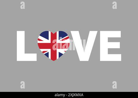 Love Word mit britischer Herzform Stock Vektor