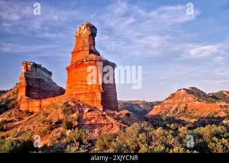 Lighthouse Rock at Sunrise, Palo Duro Canyon State Park, Texas, USA Stockfoto