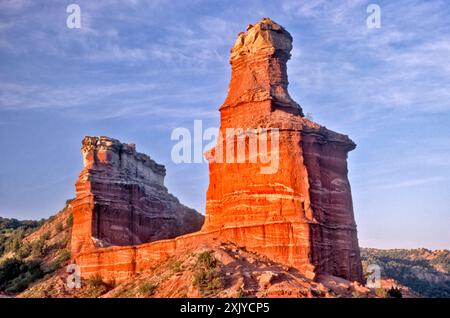 Lighthouse Rock at Sunrise, Palo Duro Canyon State Park, Texas, USA Stockfoto