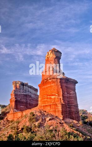 Lighthouse Rock at Sunrise, Palo Duro Canyon State Park, Texas, USA Stockfoto