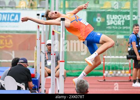 BANSKA BYSTRICA, SLOWAKEI - 20. JULI: Sytse Lutgendorff aus den Niederlanden tritt am 20. Juli 2024 in Banska Bystrica, Slowakei, bei den High Jump Decathlon Men an. (Foto: Nikola Krstic/BSR Agentur) Stockfoto